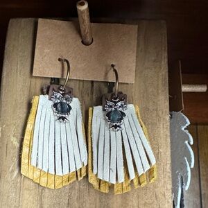 Chic Gold and White Fringe Earrings